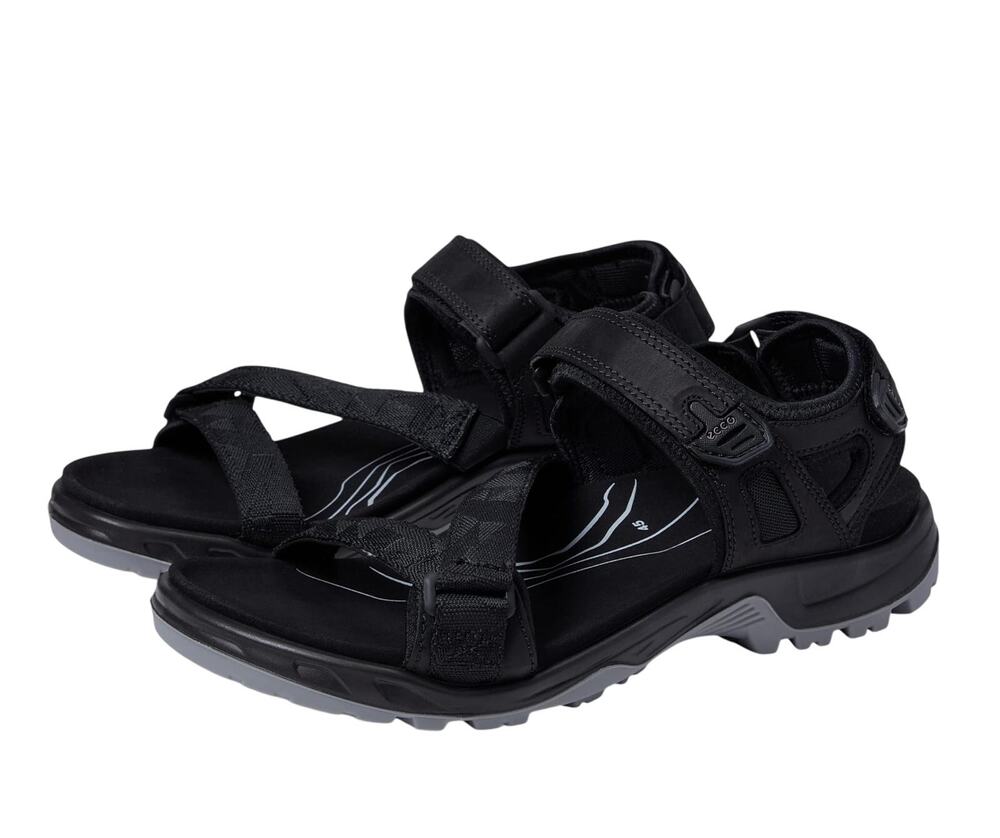 Ecco Men's Yucatan Coast Sandal US 11-11.5 EU 45 Black Leather Casual Sporty NIB